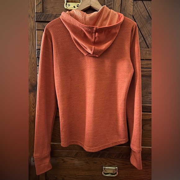 Prana Breathe Wool Blend L Hoodie Pullover Terracotta/Brown Orange Made in USA - Picture 8 of 10